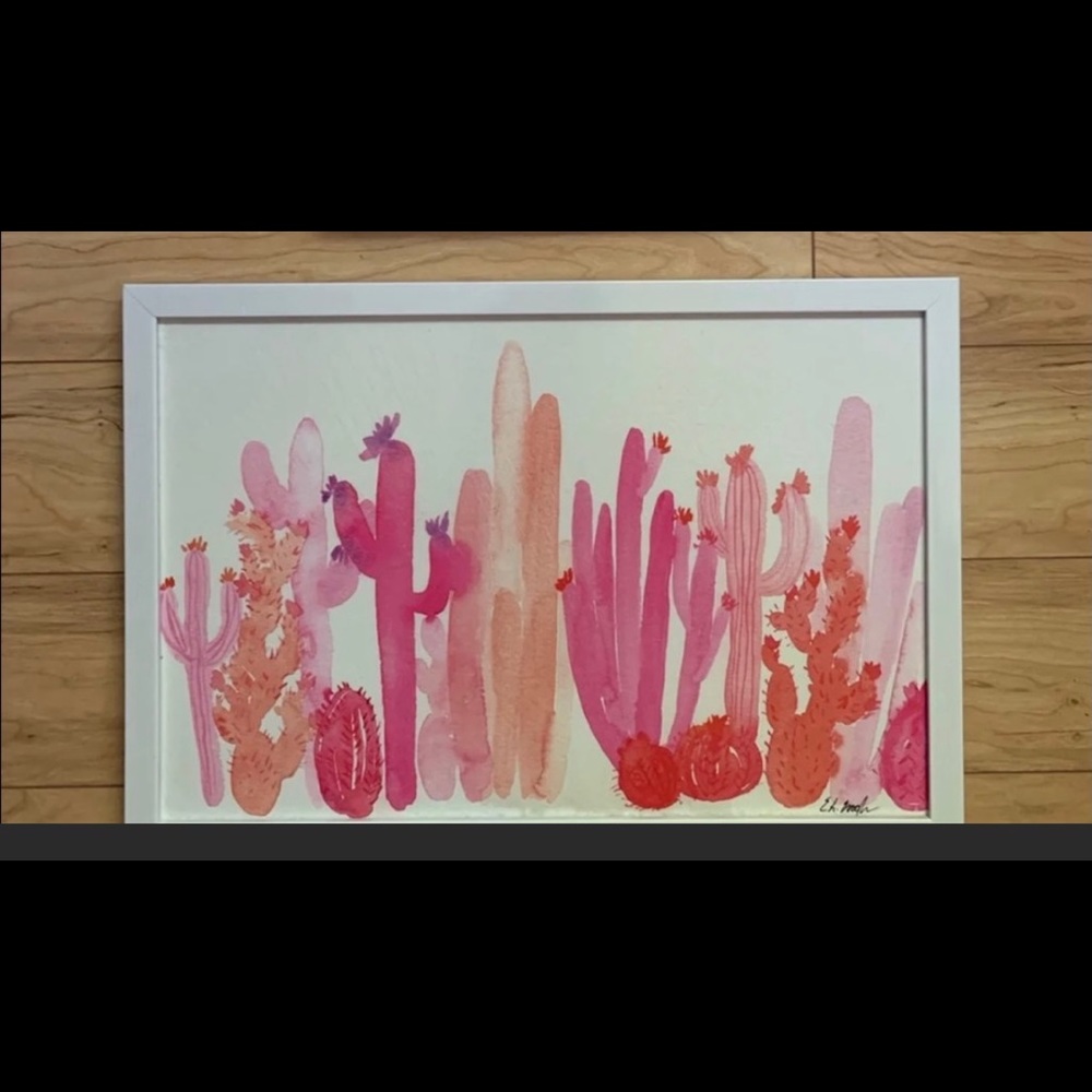 Pink cactus art work